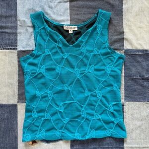 VTG andria lieu collection blue textured thick tank top made in usa size M